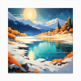 Mountain lac oil painting abstract painting art 9 Canvas Print