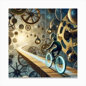 Clockwork Man On A Bicycle Canvas Print