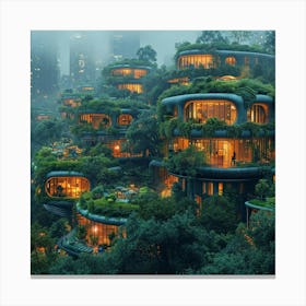 Chinese Green Houses Canvas Print