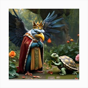 The King Of The Birds Scolding Tortoise With A Firm But Fair Expression In The Party Canvas Print