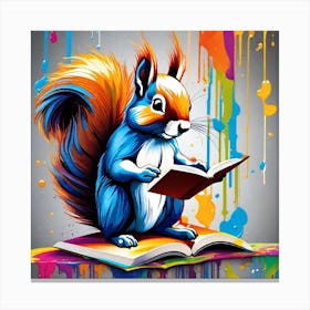 Squirrel Reading A Book 3 Canvas Print