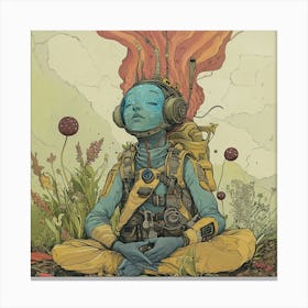 Girl In Space Blue Lofi Canvas Print