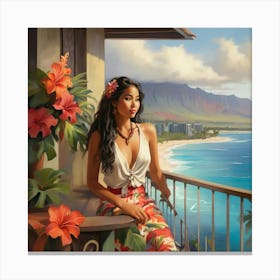 Hawaiian Girl art print 2 Canvas Print