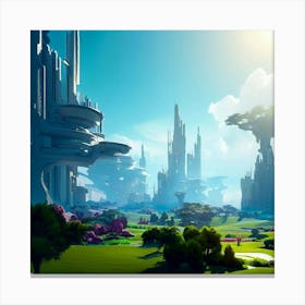 Futuristic City & Park Canvas Print