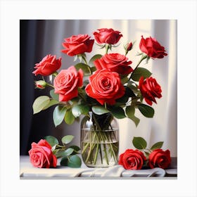 Bouquet of red roses Canvas Print