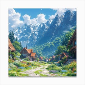 Village In The Mountains 3 Canvas Print