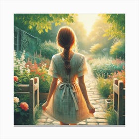 Girl Into A Garden Canvas Print