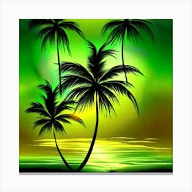 Palm Trees At Sunset Canvas Print