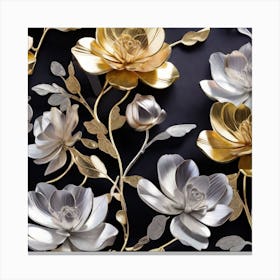 Gold And Silver Flowers Canvas Print