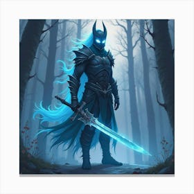 Soulbound Warrior In A Ghostly Watercolor Twilight 1 Canvas Print