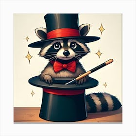 A Sneaky Raccoon With A Magician’S Hat That’S Alive 4 Canvas Print