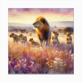 Lions In The Grass Canvas Print