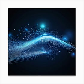 Abstract Vector Illustration Featuring A Dynamic Interplay Of Warped Glowing Dots Converging Into A (2) Canvas Print