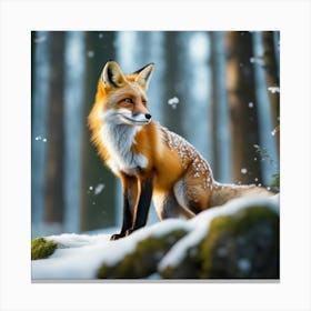 Fox In The Snow 10 Canvas Print