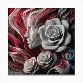 Roses And Wavy Hair Canvas Print