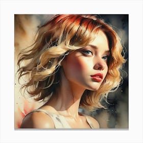 Watercolor Of A Girl 50 Canvas Print