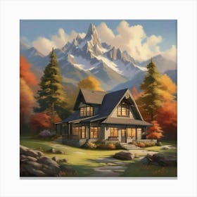 Cabin In The Mountains Canvas Print