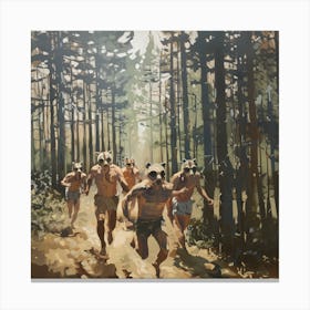 Men Running Redwoods 3 Fy S Canvas Print