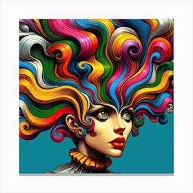 Colourful Abstract Woman With Flamboyant Hair Canvas Print
