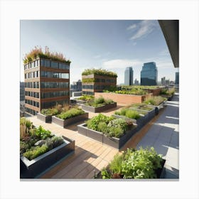 Urban Rooftop Garden Canvas Print