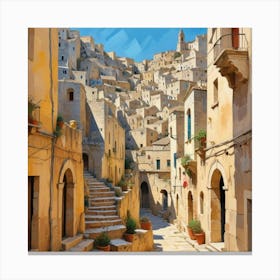 Matera Italy Fauvist Painting Travel Poster Art Print Canvas Print