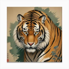 Talismanic Tiger, Vintage Japanese Hallway Art Print 2 Canvas Print