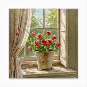 Roses In A Pot Canvas Print