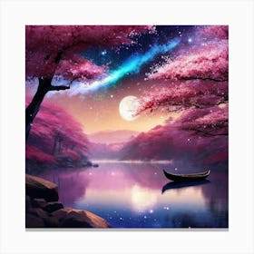 Cherry Blossoms At Night 9 Canvas Print