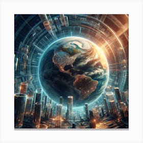 Futuristic Earth In The City Canvas Print