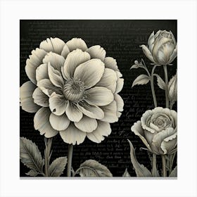 Black And White Flowers 1 Canvas Print