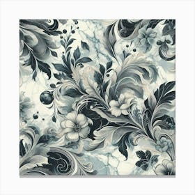 Floral Pattern In Black And White Canvas Print