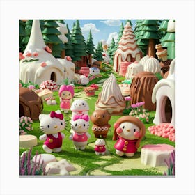 Hello Kitty Village Canvas Print