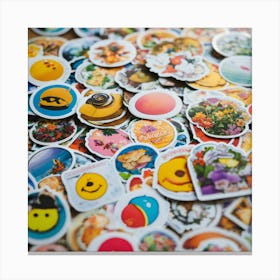 A Photo Of A Stack Of Stickers 2 Canvas Print