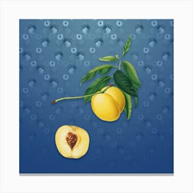 Vintage Yellow Apricot Botanical on Bahama Blue Pattern n.1375 Canvas Print