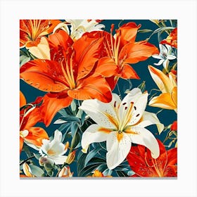 Seamless Pattern With Lilies Canvas Print