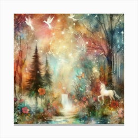 Unicorns In The Forest 1 Canvas Print