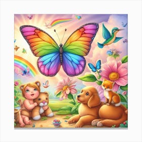 Baby, Schmetterlinge, multi color Canvas Print
