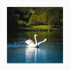 Firefly Majestic Swan Gliding Over Mystical Lake 65152 (2) Canvas Print