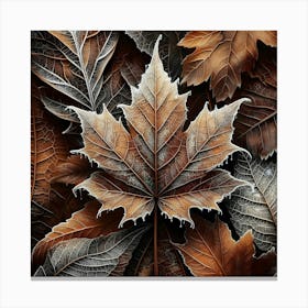 Frosty Leaves Canvas Print