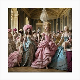 Party At Versailles Fashion Scene Art Print 3 Canvas Print