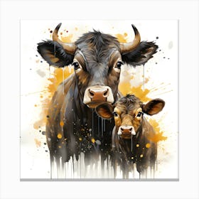 Sunlit Pastures Watercolor Cow Canvas Print