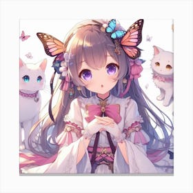 Anime Girl With Butterflies 4 Canvas Print