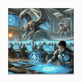 A Detailed Scene Showing The Engineers And Technic Canvas Print