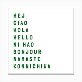 Hello Different Languages 15 Canvas Print