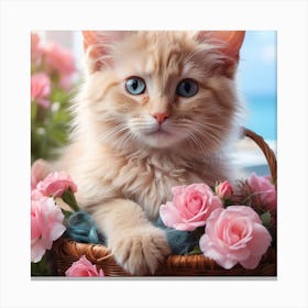 Kitten In A Basket Canvas Print