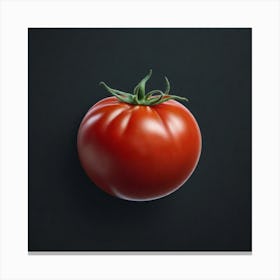 Red Tomato On Black Background Canvas Print