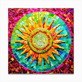 Mosaic Sun A Sun Created From A Mosaic Of Small Tiles Canvas Print