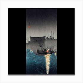 Night At The Harbor Canvas Print