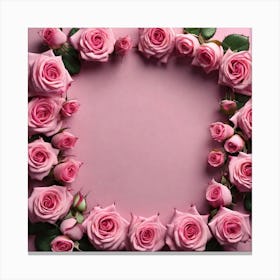 Pink Roses On Pink Background 1 Canvas Print