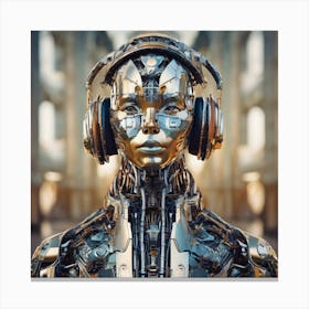 Robot Woman With Headphones Canvas Print